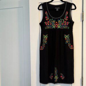 Embroidered black dress/cover up size S